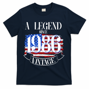 Vintage USA Flag A Legend Since 1986 40th Birthday T-Shirt - Navy