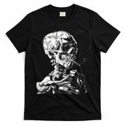 Vincent Van Gogh Skull With Cigarette Skeleton Halloween T-Shirt - Black