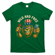 Wild And Free Patriotic Lion USA T-Shirt - Irish Green