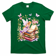 Watercolor Butterfly Fairy Book Library Fantasy Novel T-Shirt - Irish Green