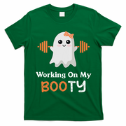 Working On My Booty Funny Halloween Gym Ghost Booty Pun T-Shirt - Irish Green