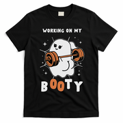 Working On My Booty Halloween Gym Cute Boo Ghost Fitness T-Shirt - Black