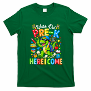 Watch Out Pre-K Here I Come Dino First Day Of School T-Shirt - Irish Green
