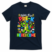 Watch Out Pre-K Here I Come Dino First Day Of School T-Shirt - Navy Blue