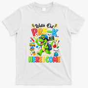 Watch Out Pre-K Here I Come Dino First Day Of School T-Shirt - White