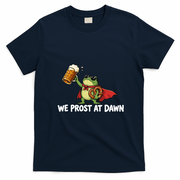 We Prost At Dawn Frog Funny Oktoberfest Beer Drinking T-Shirt - Navy Blue