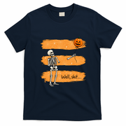 Well Shit Funny Skeleton Halloween Retro T-Shirt - Navy Blue