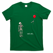 Well Skeleton Holding Balloon Gothic Halloween T-Shirt - Irish Green