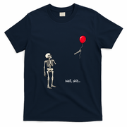 Well Skeleton Holding Balloon Gothic Halloween T-Shirt - Navy Blue