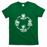Wake Up Drink Coffee Cycle T-Shirt - Irish Green