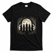 Witches Under Full Moon Halloween Night T-Shirt - Black