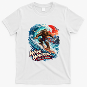 WAVE WARRIOR – Bigfoot Samurai Surfing T-Shirt - White
