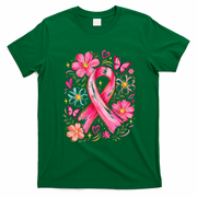 We Wear Pink Ribbon Breast Cancer Awareness Floral Boho Daisy Gift T-Shirt - Irish Green
