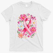 We Wear Pink Ribbon Breast Cancer Awareness Floral Boho Daisy Gift T-Shirt - White