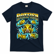 Yellow Boxfish 90s Bootleg Rap Marine Life Fish T-Shirt - Navy Blue