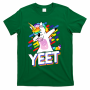 Yeet Colorful Dabbing Dancing Unicorn T-Shirt - Green