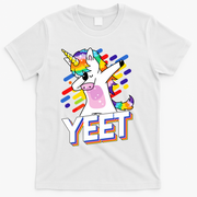 Yeet Colorful Dabbing Dancing Unicorn T-Shirt - White