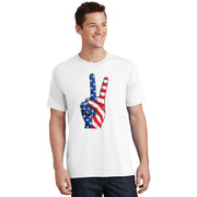 American Flag Peace Sign Hand 4th Of July T-Shirt