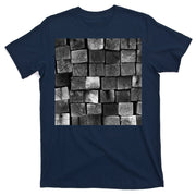 Black and white wood Bricks texture Pattern T-Shirt