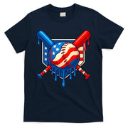 Baseball Drip Patriotic American Flag USA T-Shirt