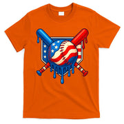 Baseball Drip Patriotic American Flag USA T-Shirt
