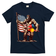 Bigfoot Fireworks 4th Of July Sasquatch American US Flag T-Shirt