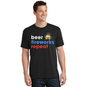 Beer Fireworks Repeat Funny 4th Of July Beer Lovers Gifts T-Shirt