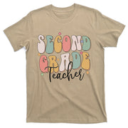 Back To School Second Grade Groovy Retro Teacher Womens T-Shirt