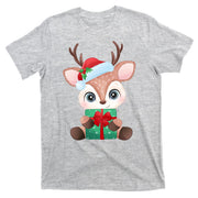 Cute Festive Christmas Reindeer Present T-Shirt