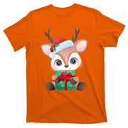 Cute Festive Christmas Reindeer Present T-Shirt