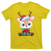 Cute Festive Christmas Reindeer Present T-Shirt