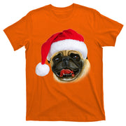 Christmas Pug Santa Hat Cute T-Shirt