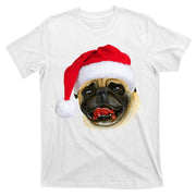 Christmas Pug Santa Hat Cute T-Shirt