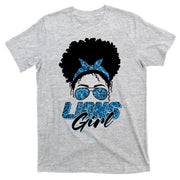 Cute Lions Girl Bandana Afro Hair Football Fan T-Shirt
