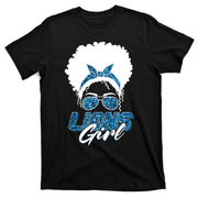 Cute Lions Girl Bandana Afro Hair Football Fan T-Shirt
