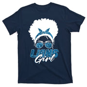 Cute Lions Girl Bandana Afro Hair Football Fan T-Shirt