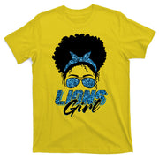 Cute Lions Girl Bandana Afro Hair Football Fan T-Shirt