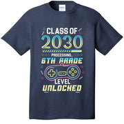 Class Of 2030 Gaming 6th Grade Level Unlocked Back To School T-Shirt