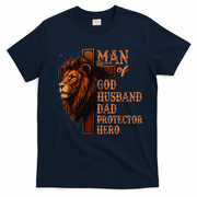 Man Of God Husband Daddy Protector Hero Lion Fathers Day T-Shirt