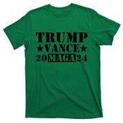 Donald Trump Jd Vance 2024 Maga Army Stamp Black Logo T-Shirt