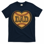 Father Heart With Baseball Design And Wooden Carving Text T-Shirt