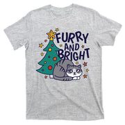 Furry And Bright Funny Cute Christmas Cat T-Shirt