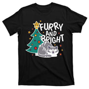 Furry And Bright Funny Cute Christmas Cat T-Shirt