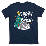 Furry And Bright Funny Cute Christmas Cat T-Shirt