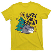 Furry And Bright Funny Cute Christmas Cat T-Shirt