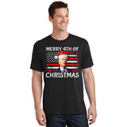 Funny Biden Confused Merry Happy 4th Of July Christmas Flag T-Shirt