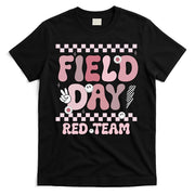 Field Day Red Team Groovy Smile Face Checkered Students T-Shirt