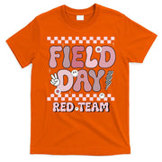 Field Day Red Team Groovy Smile Face Checkered Students T-Shirt