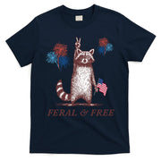 Feral & Free Funny Patriotic Racoon 4th July  T-Shirt