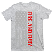 Fire and Fury Trump Military Power USA Flag T-Shirt